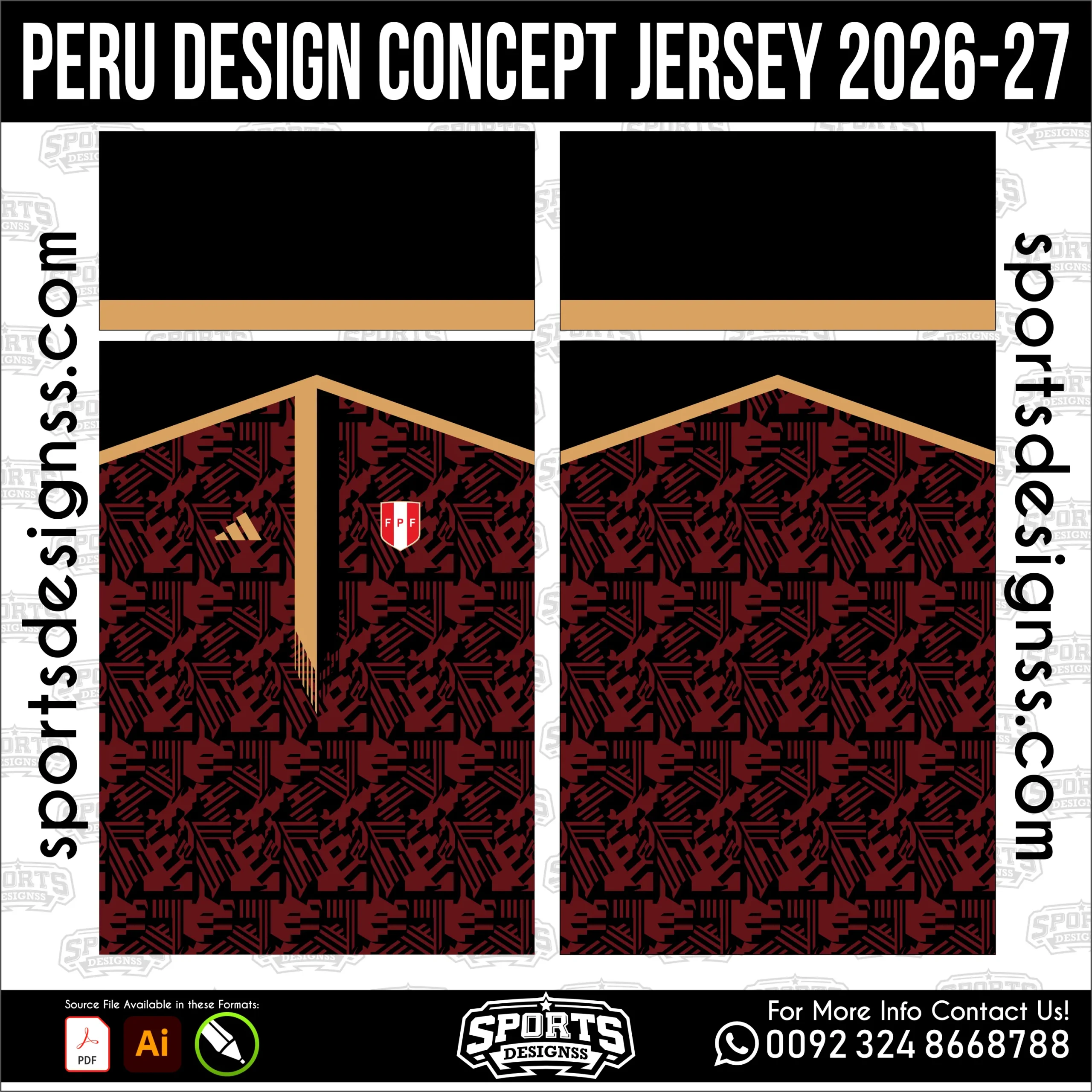 Peru Design Concept Jersey 2026-27 Football Shirt Vector for Sublimation Printing
