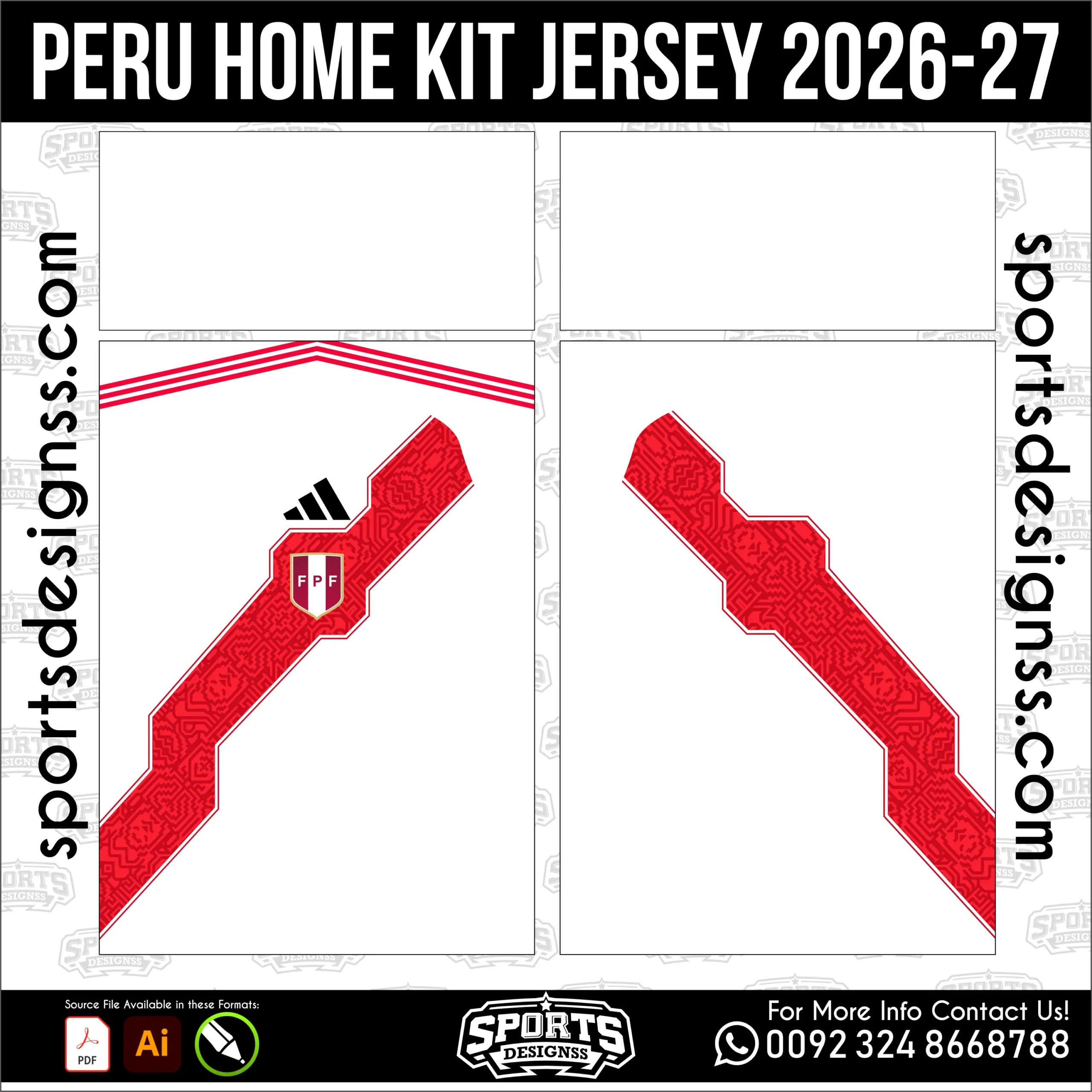 Peru Home Jersey 2026-27 - football shirt vector for sublimation printing