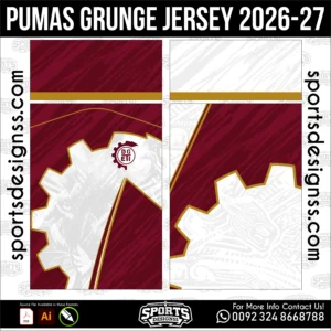 UNAM Pumas Grunge Jersey 2026-27 - football shirt vector for sublimation printing