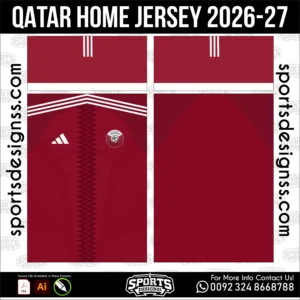Qatar Home Jersey 2026-27 - football shirt vector for sublimation printing
