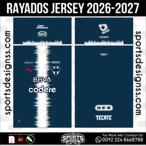 Rayados Jersey 2026-2027 Football Shirt Vector for Sublimation Printing