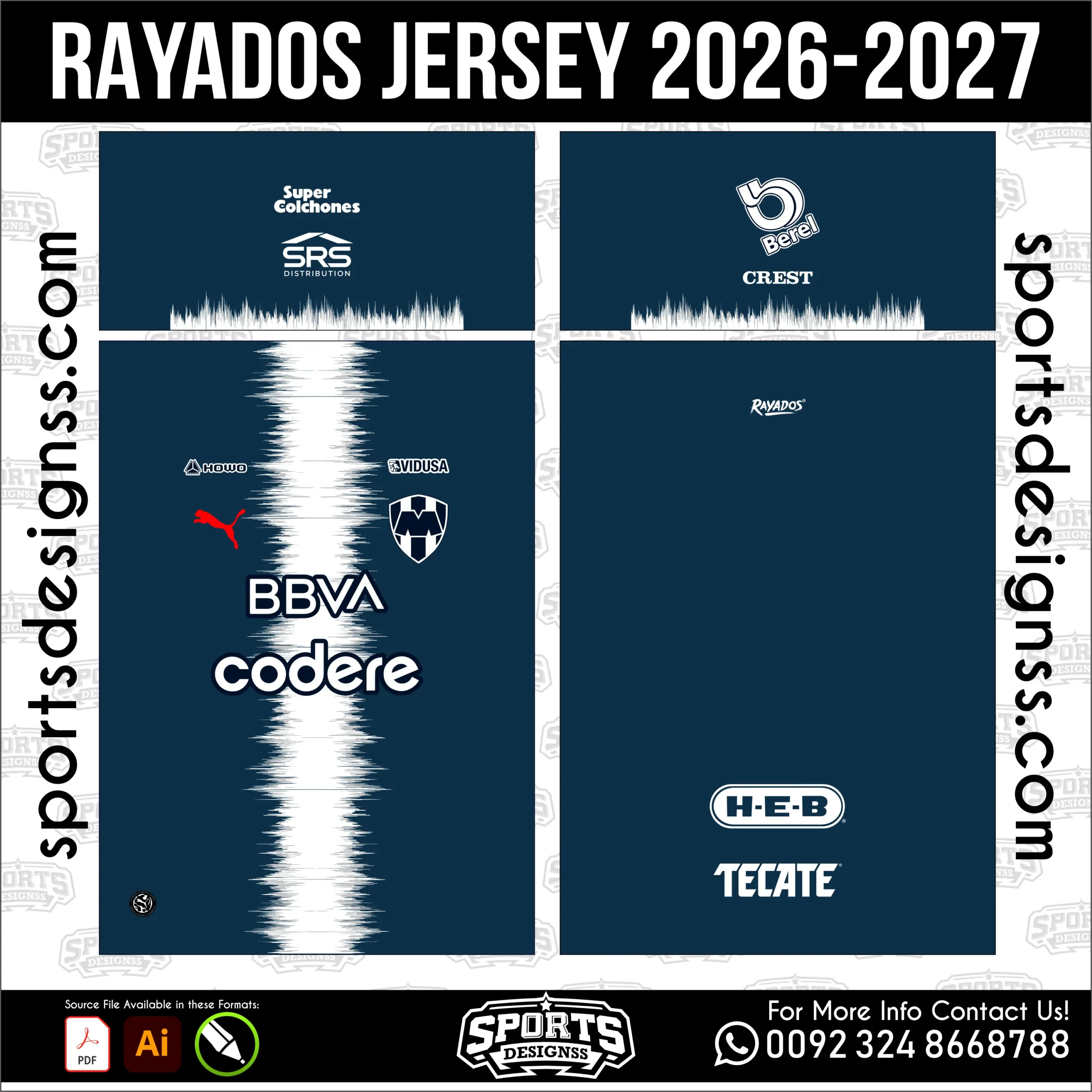 Rayados Jersey 2026-2027 Football Shirt Vector for Sublimation Printing