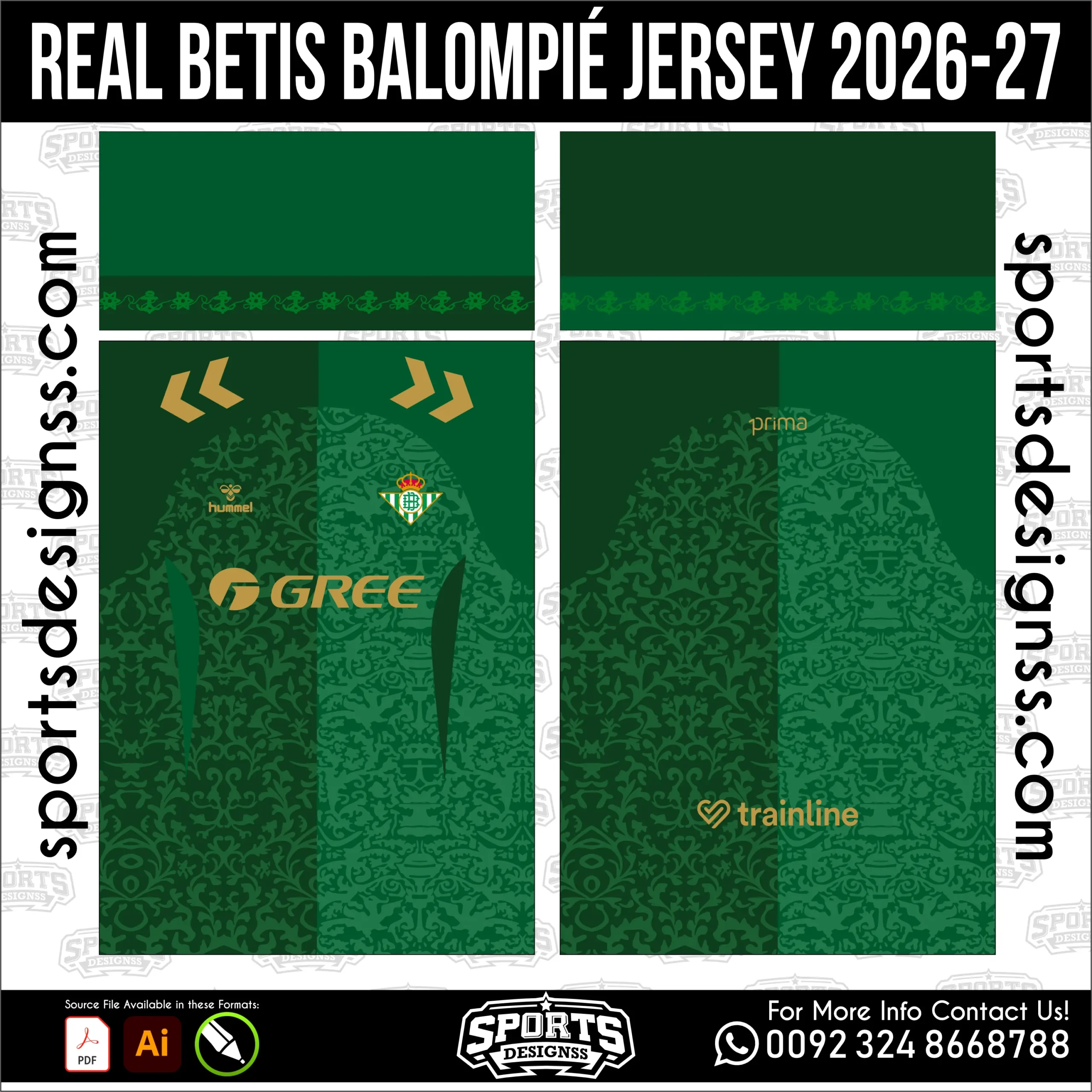 Real Betis Balompié Jersey 2026-27 - football shirt vector for sublimation printing