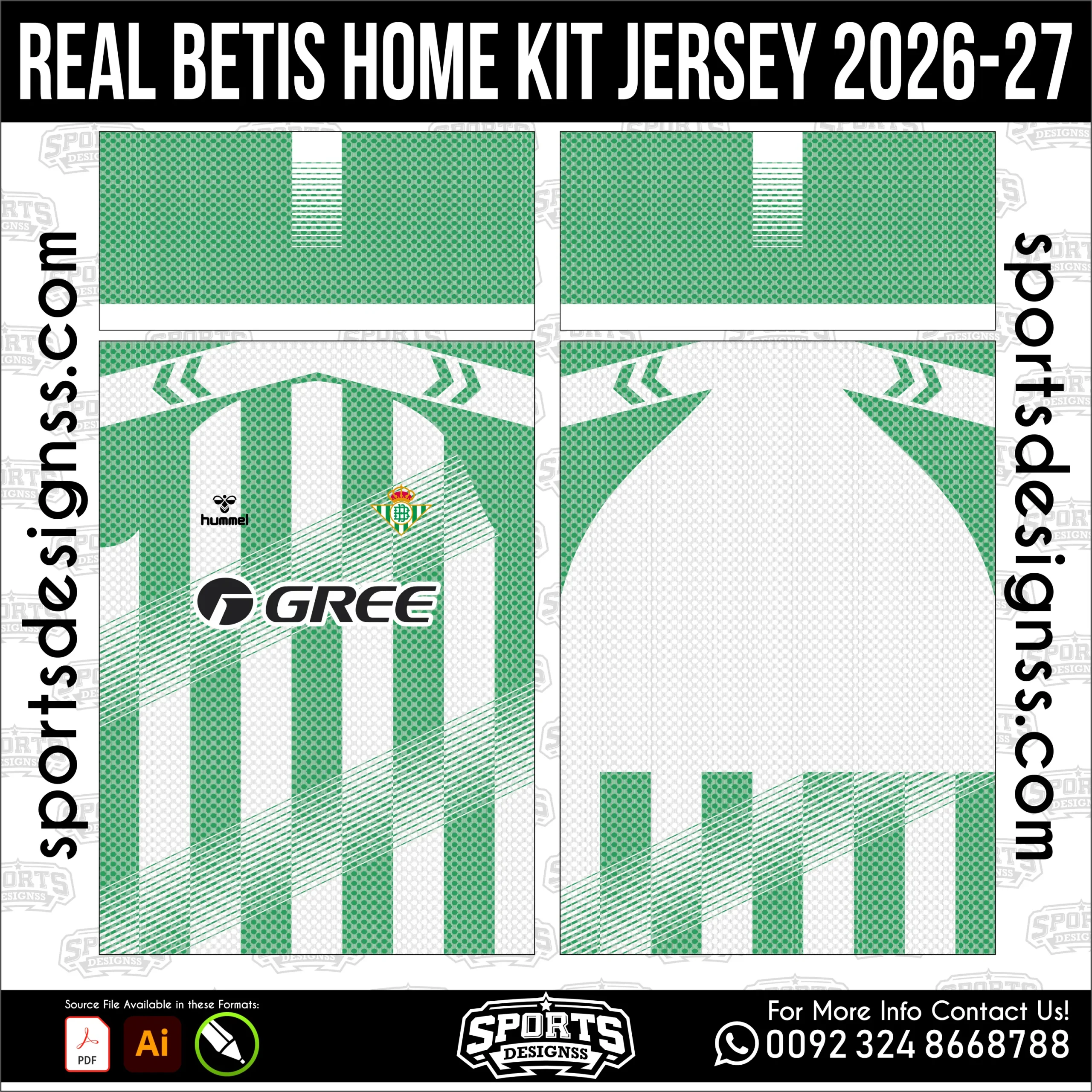 Real Betis Home Jersey 2026-27 - football shirt vector for sublimation printing