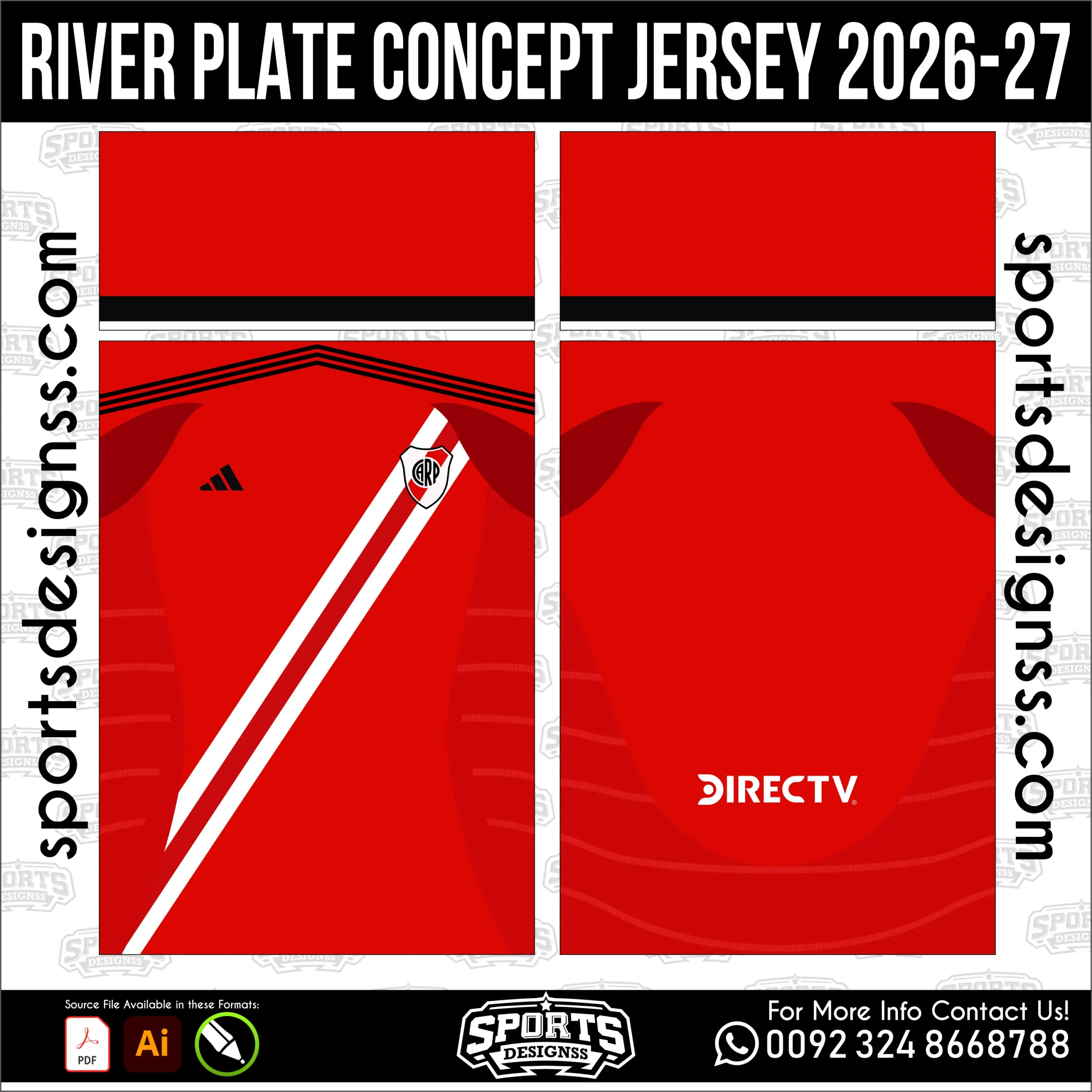 River Plate Concept Jersey 2026-27 Football Shirt Vector for Sublimation