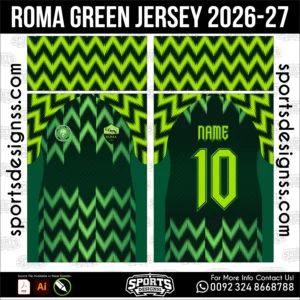 AS Roma Green Jersey 2026-27 - football shirt vector for sublimation printing