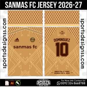 Sanmas FC Jersey 2026-27 - football shirt vector for sublimation printing