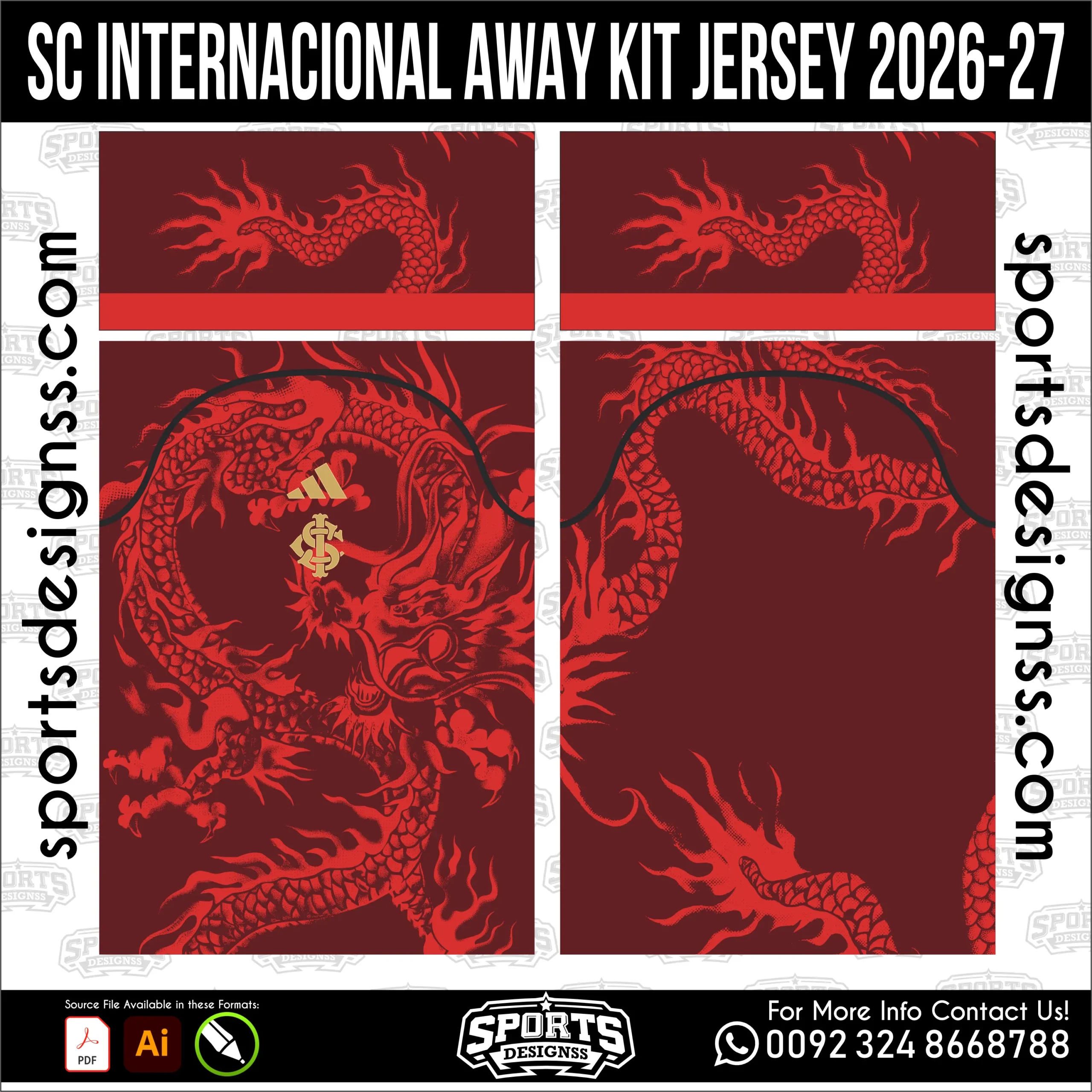 SC Internacional Away Jersey 2026-27 - football shirt vector for sublimation printing