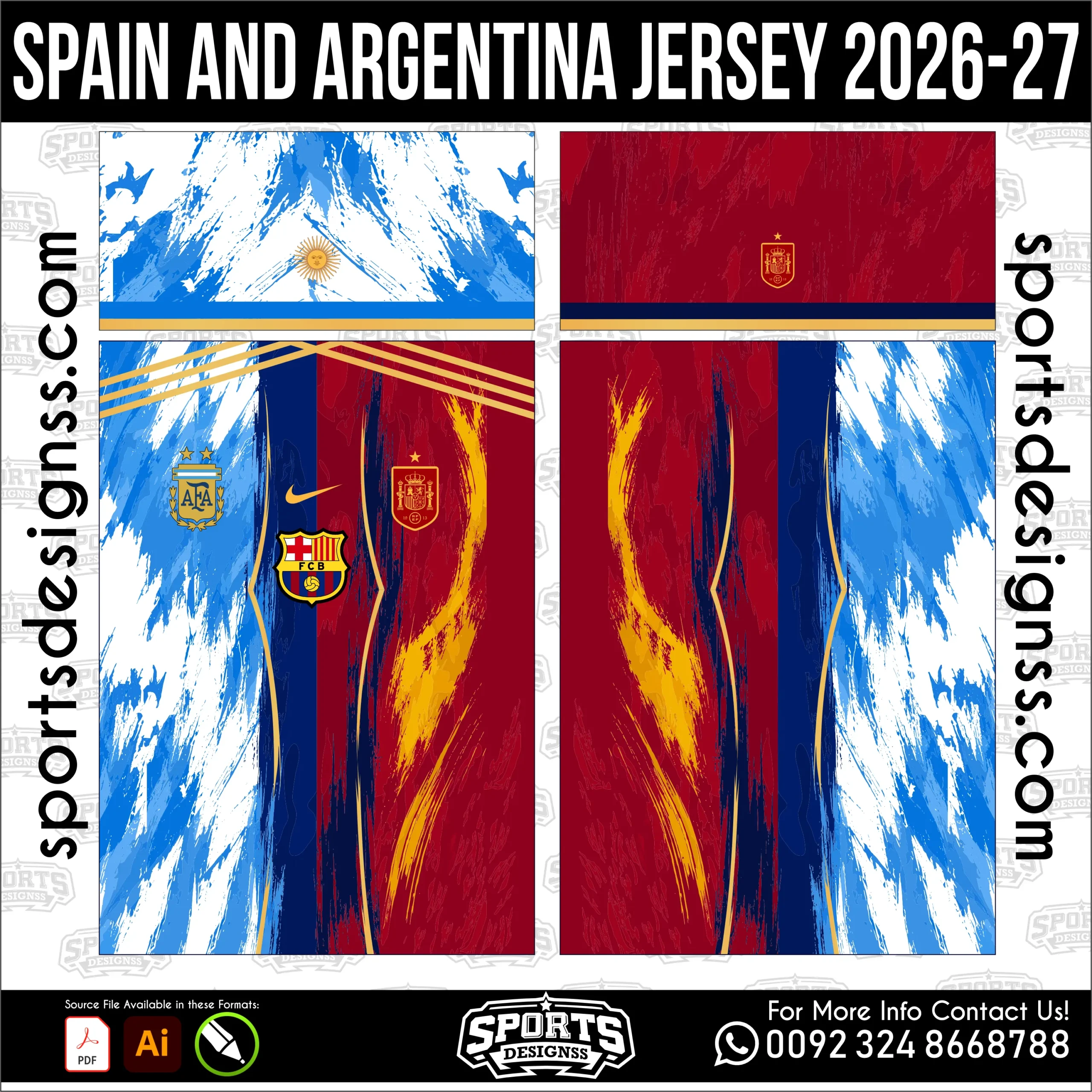 Spain x Argentina Duos Jersey 2026-27 - football shirt vector for sublimation printing