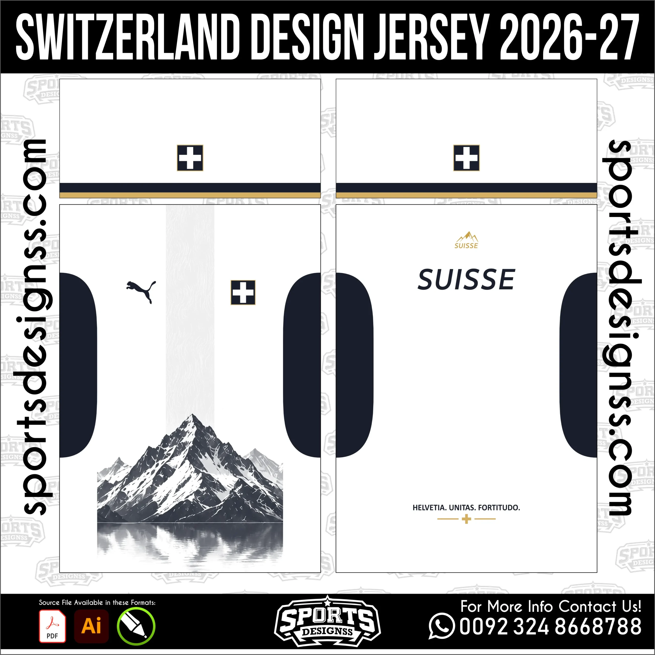 Switzerland Concept Jersey 2026-27 - football shirt vector for sublimation printing