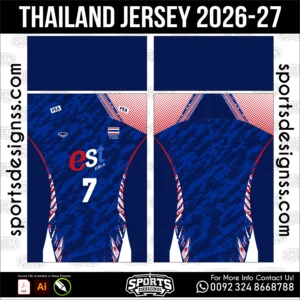 Thailand Jersey 2026-27 Football Shirt Vector for Sublimation Printing