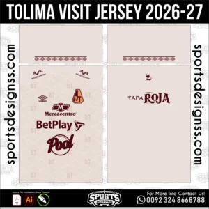 Deportes Tolima Away Jersey 2026-27 - football shirt vector for sublimation printing