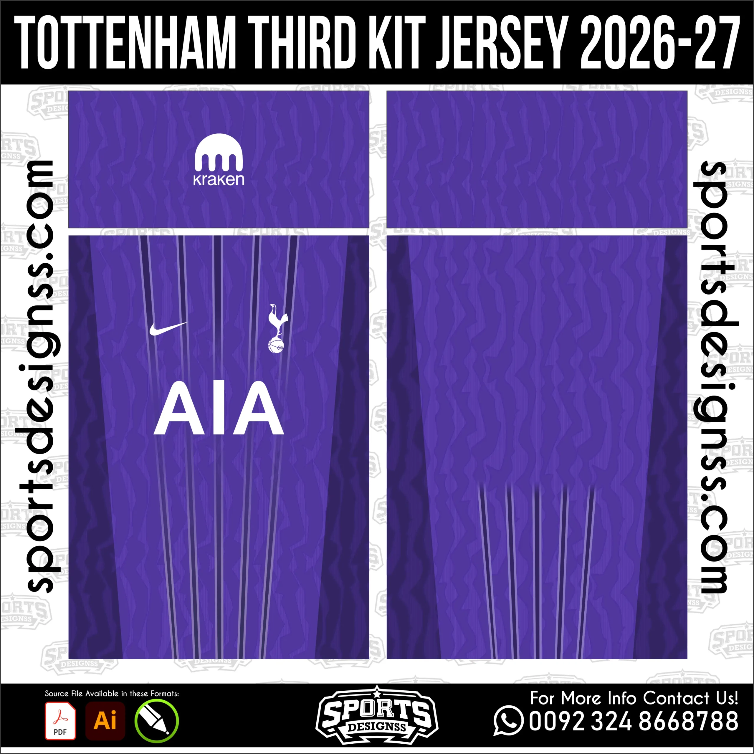 Tottenham Third Jersey 2026-27 - football shirt vector for sublimation printing