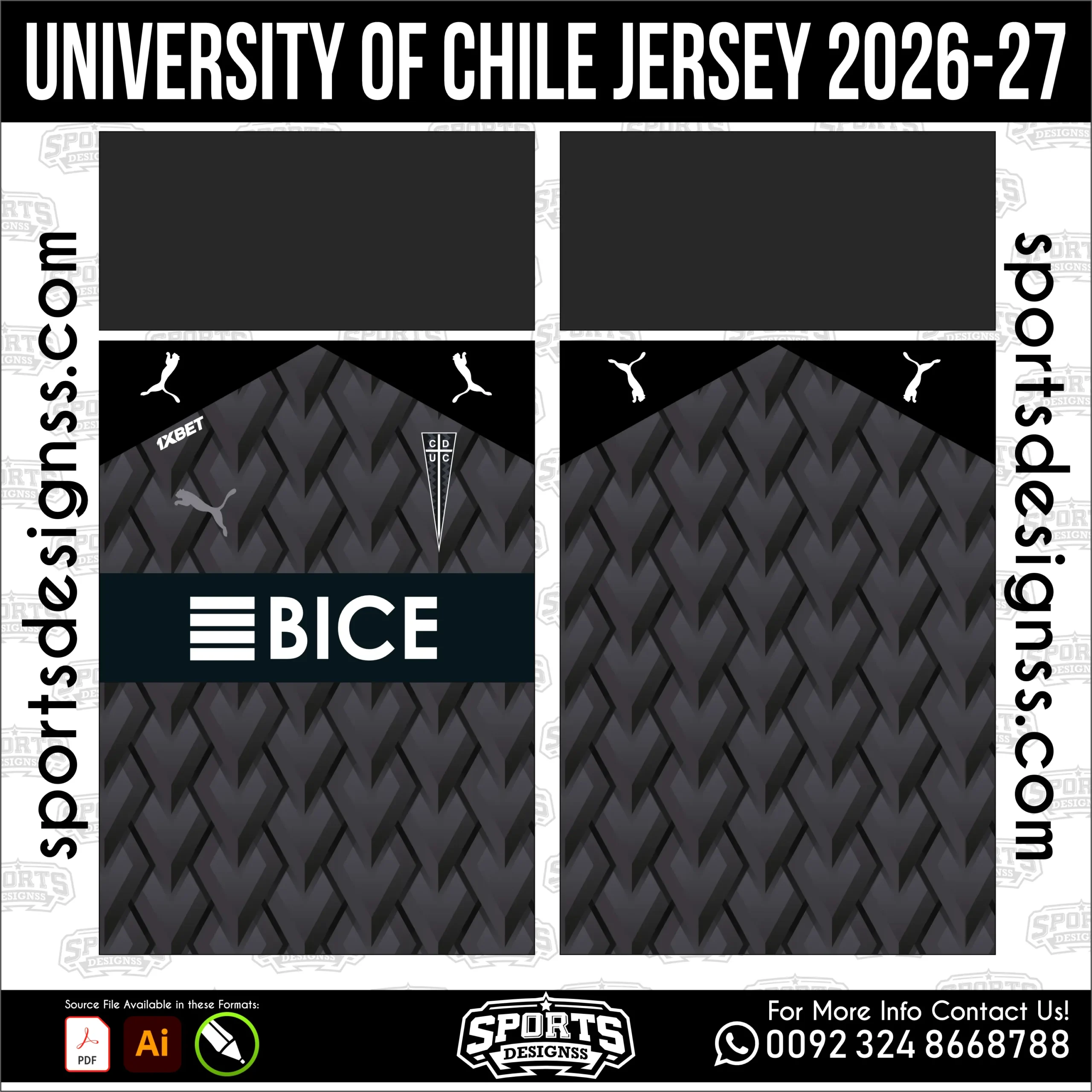 Universidad de Chile Jersey 2026-27 - football shirt vector for sublimation printing