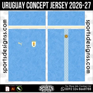 Uruguay Concept Jersey 2026-27 - football shirt vector for sublimation printing
