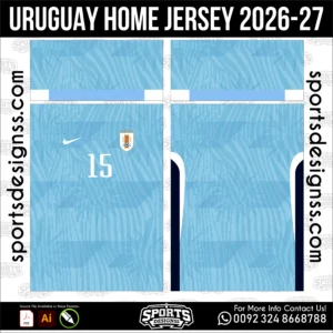 Uruguay Home Jersey 2026-27 - football shirt vector for sublimation printing