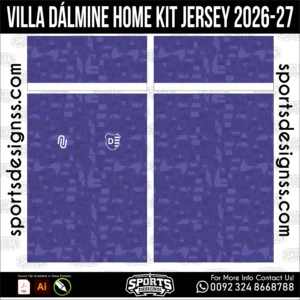 Villa Dálmine Home Jersey 2026-27 - football shirt vector for sublimation printing