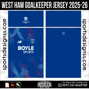 West Ham Goalkeeper Jersey 2025-26 Football Shirt Vector for Sublimation