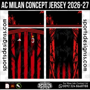 AC Milan Concept Jersey 2026-27 Football Shirt Vector Design for Sublimation Printing
