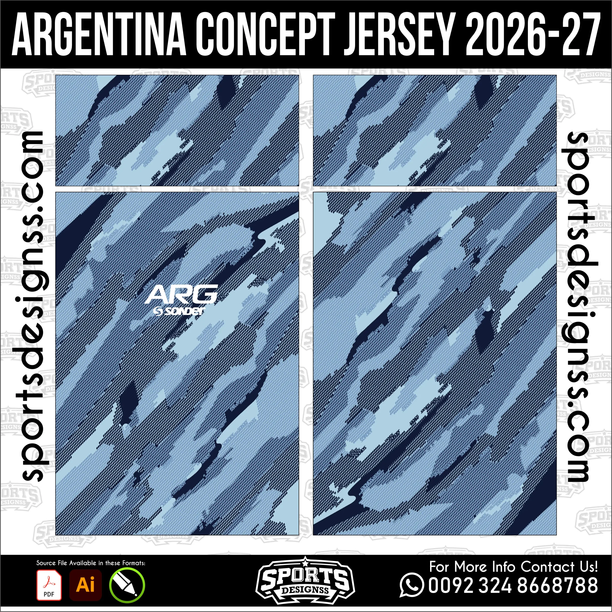 Argentina Concept Jersey 2026-27 – Football Shirt Vector for Sublimation Printing