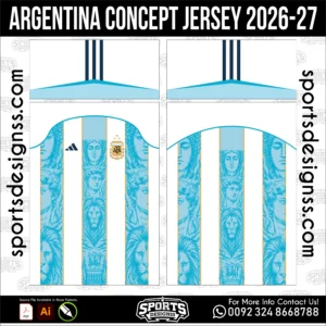 Argentina Concept Jersey 2026-27 Football Shirt Vector for Sublimation Printing