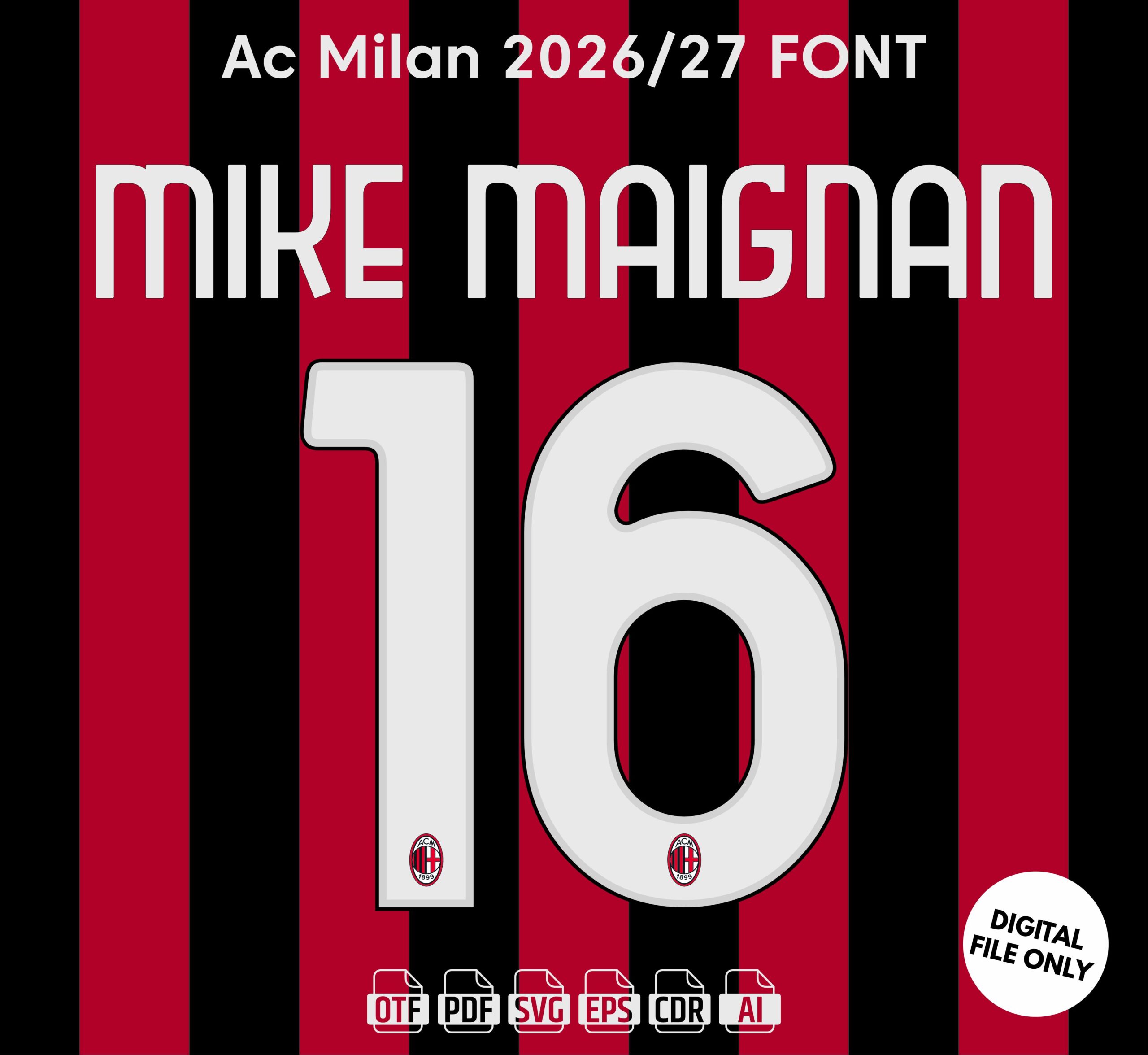 AC Milan 2026-27 Font - football jersey typeface OTF download