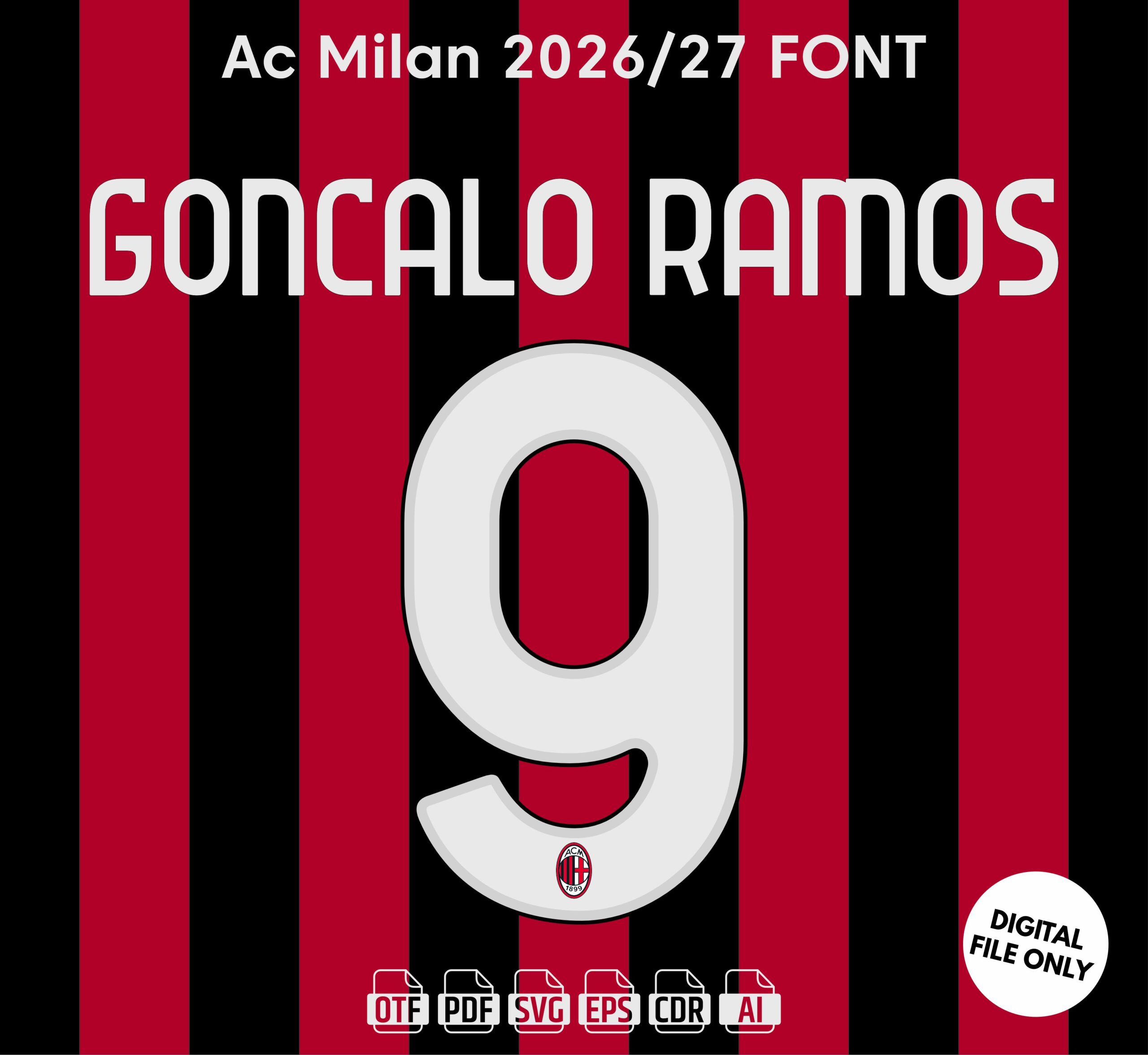 AC Milan 2026-27 Font - football jersey typeface OTF download