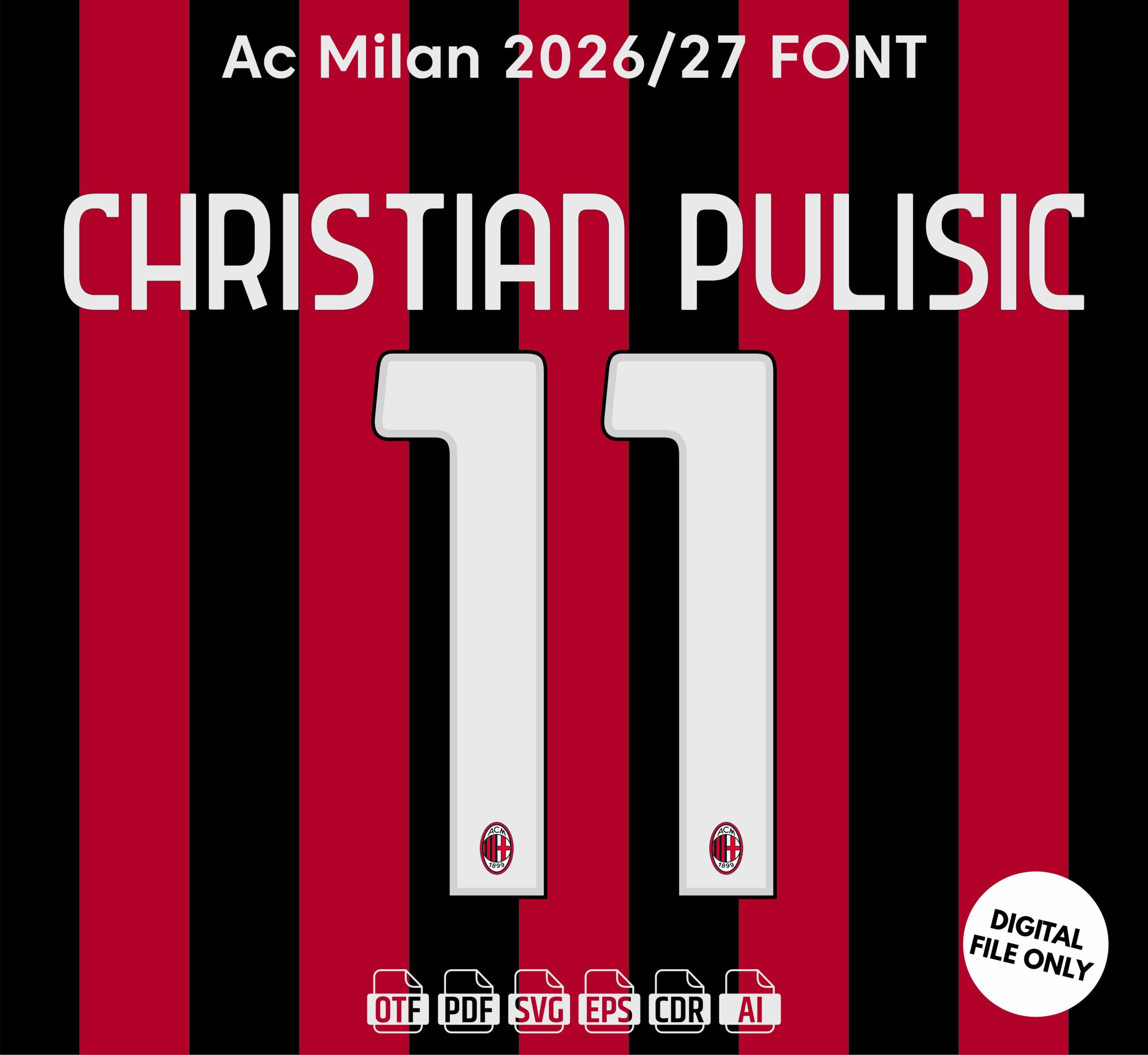 AC Milan 2026-27 Font - football jersey typeface OTF download