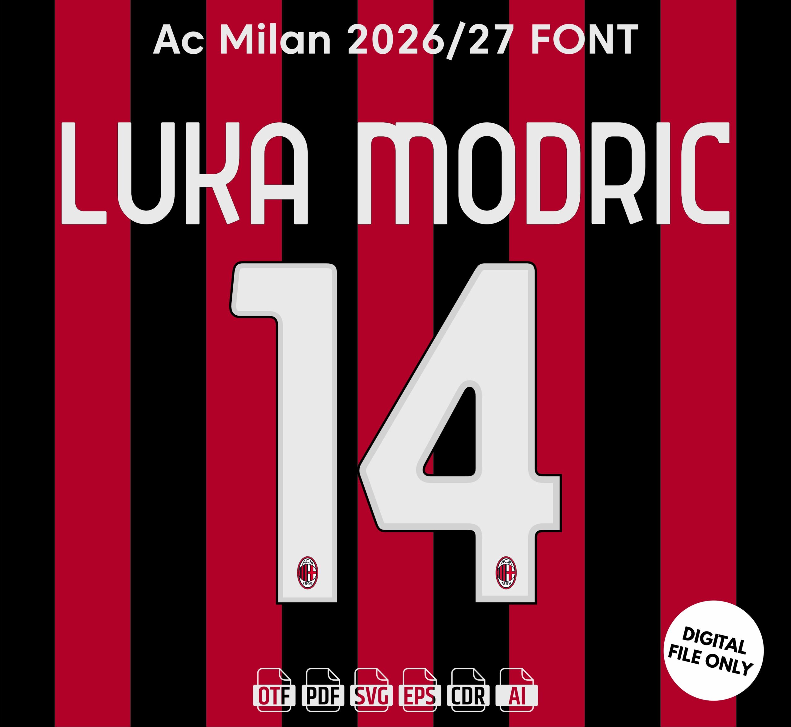 AC Milan 2026-27 Font - football jersey typeface OTF download