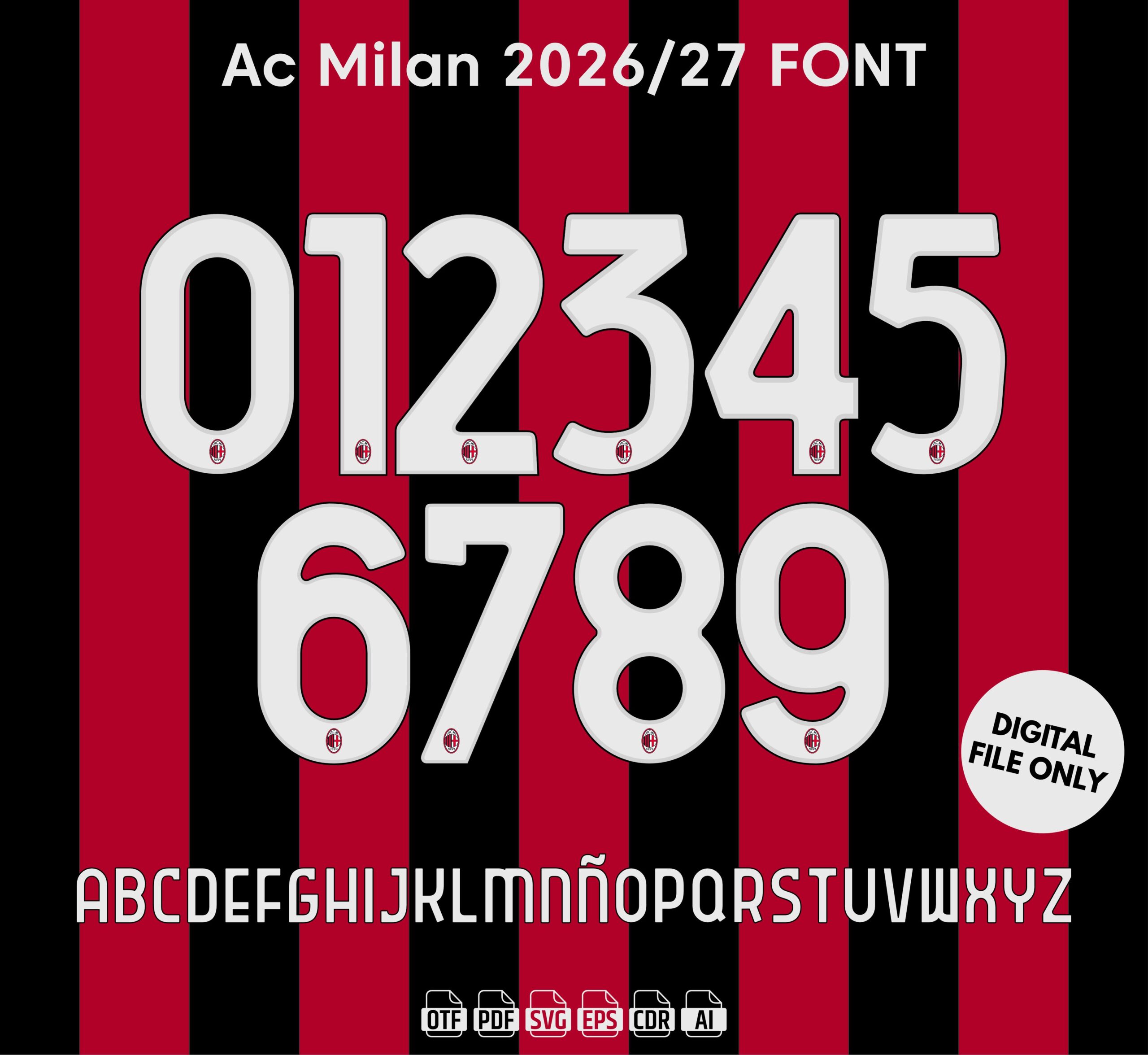 AC Milan 2026-27 Font - football jersey typeface OTF download