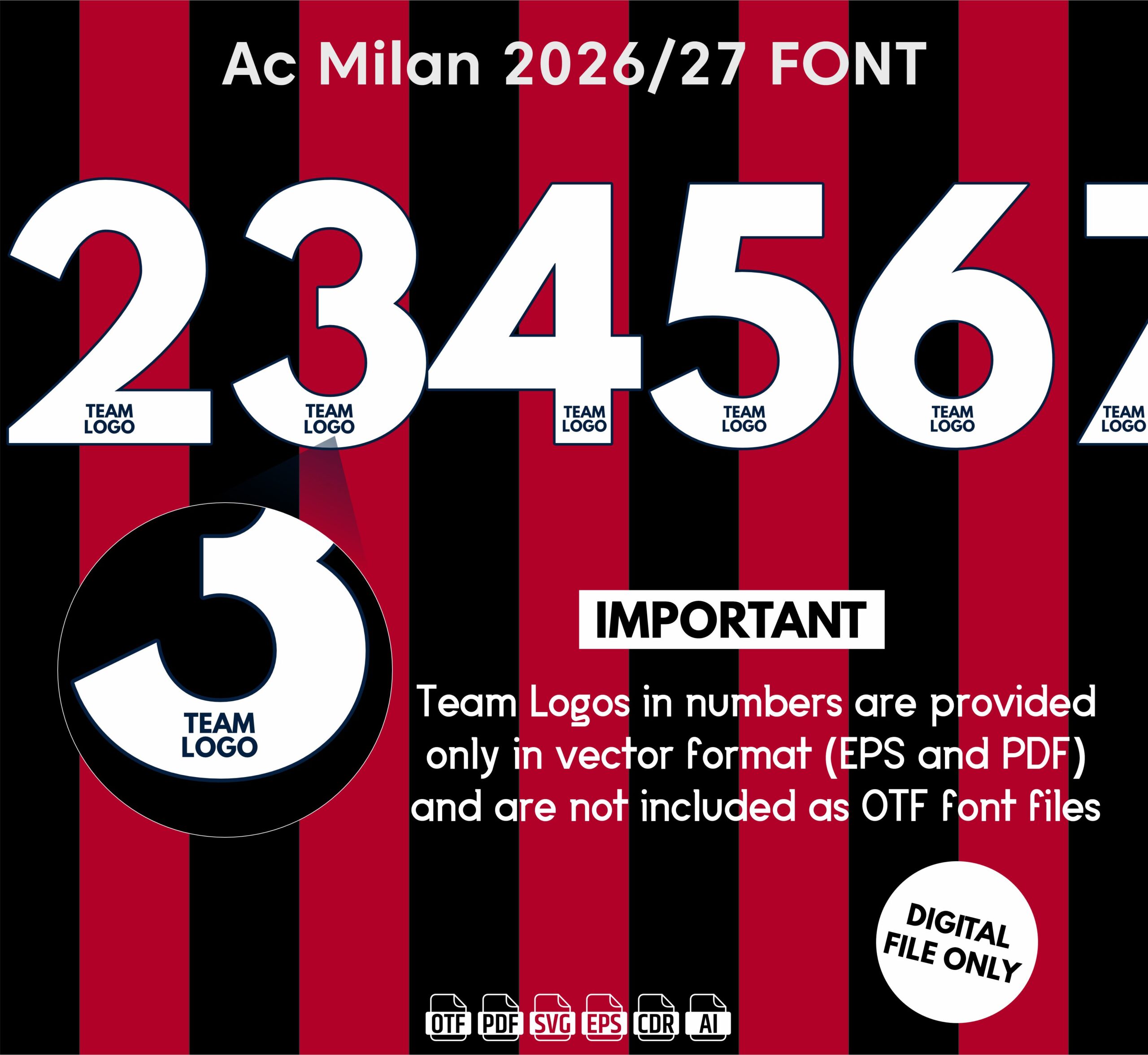 AC Milan 2026-27 Font - football jersey typeface OTF download