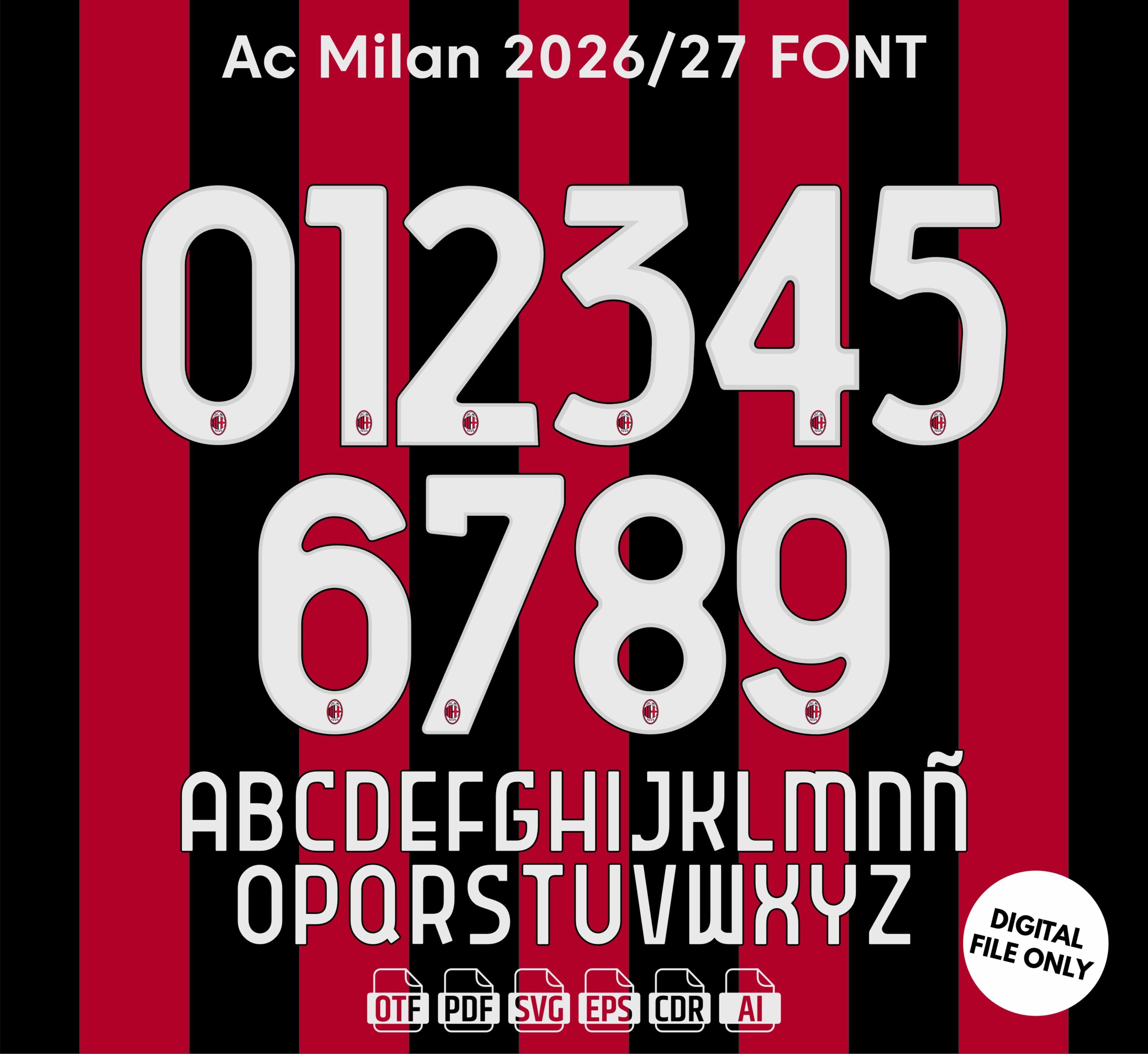 AC Milan 2026-27 Font - football jersey typeface OTF download