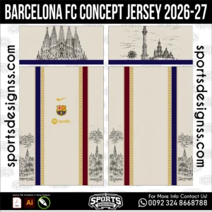 Barcelona FC Concept Jersey 2026-27 Football Shirt Vector Design for Sublimation Printing