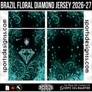 Brazil Floral Diamond Jersey 2026-27 โ Football Shirt Vector