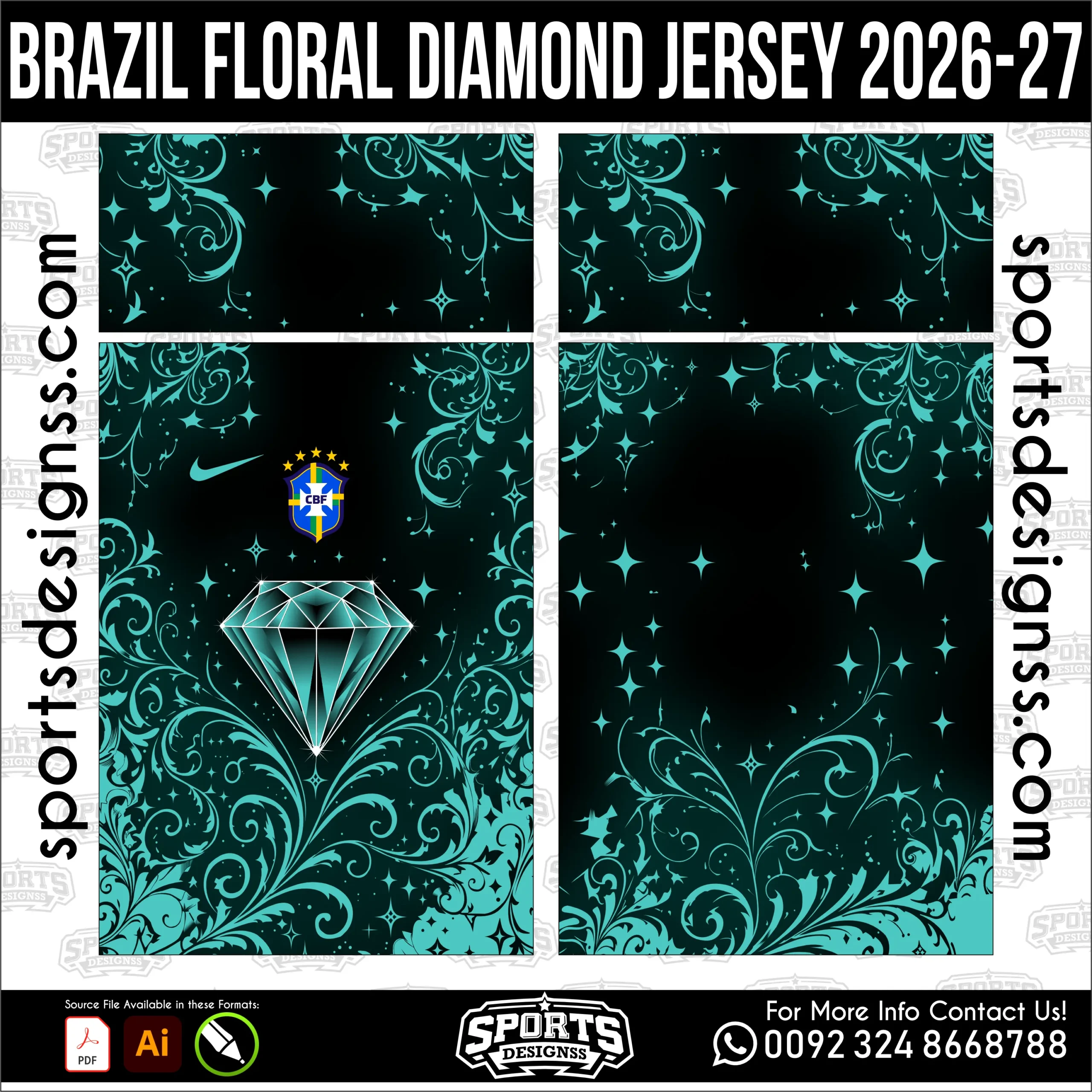 Brazil Floral Diamond Jersey 2026-27 – Football Shirt Vector