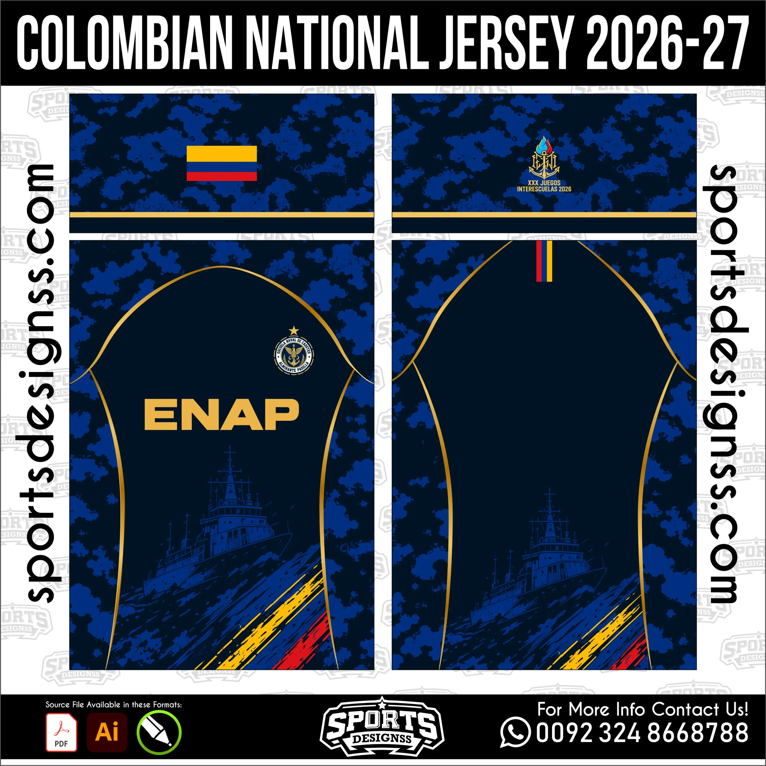 Colombian National Jersey 2026-27 – Football Shirt Vector for Sublimation Printing