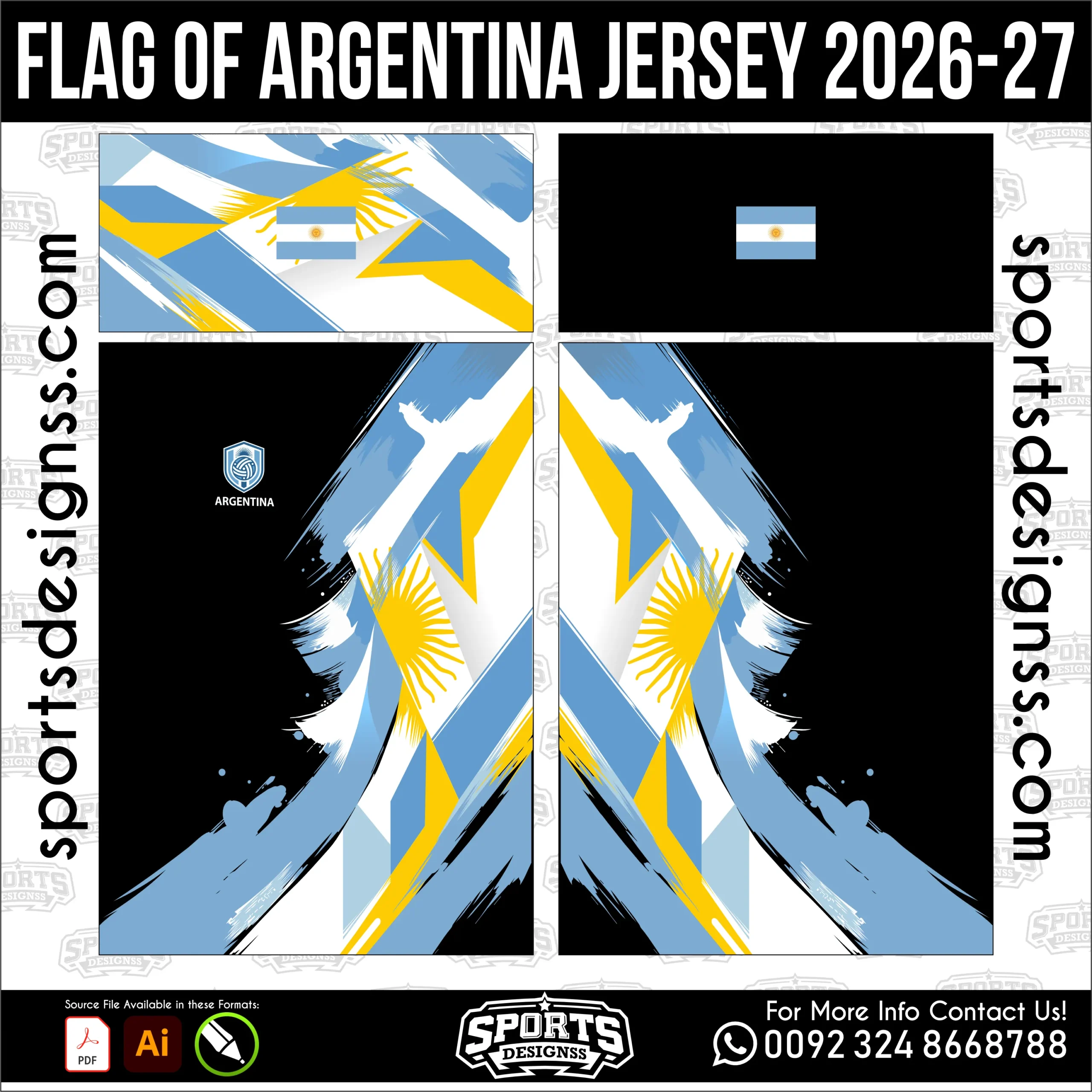lag of Argentina Jersey 2026-27 – Football Shirt Vector for Sublimation Printing