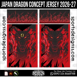 Japan Dragon Concept Jersey 2026-27 Football Shirt Vector for Sublimation Printing