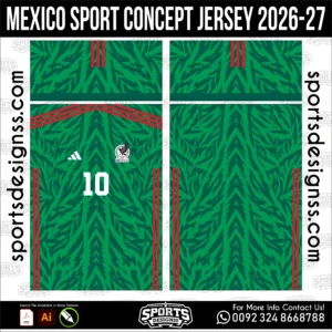 Mexico Sport Concept Jersey 2026-27 Football Shirt Vector Design