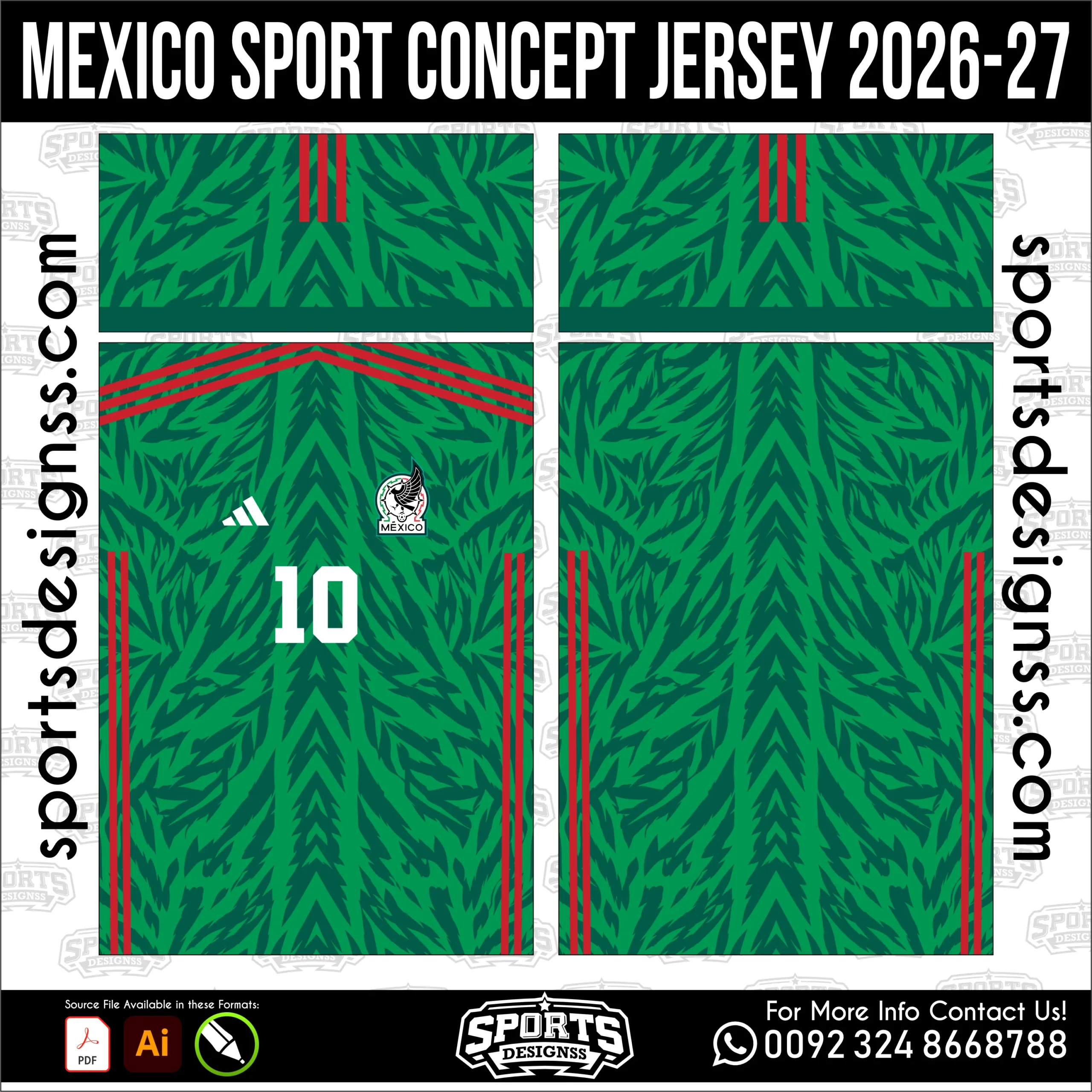 Mexico Sport Concept Jersey 2026-27 Football Shirt Vector Design