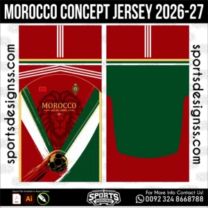 Morocco Concept Jersey 2026-27 Football Shirt Vector for Sublimation Printing