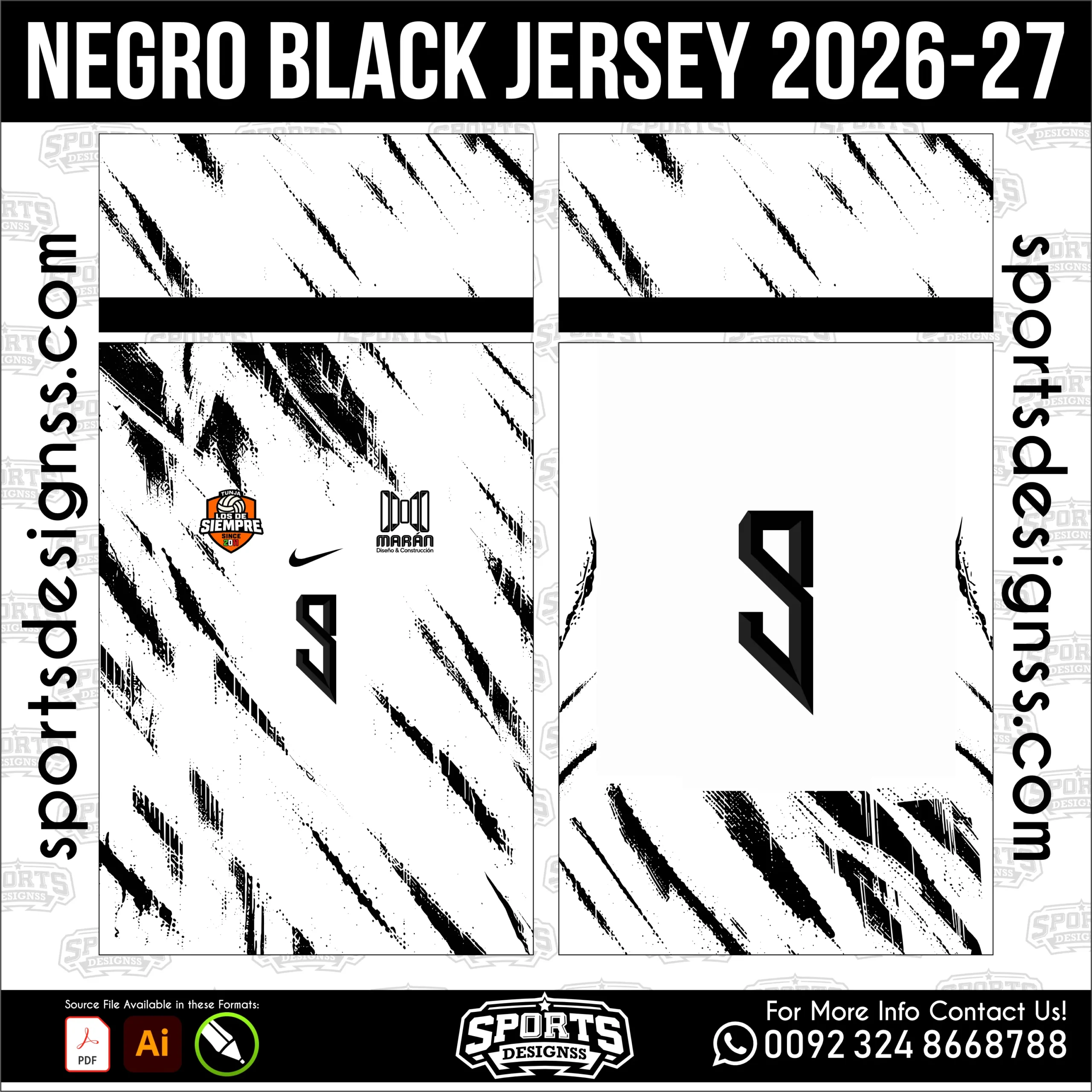Negro Black Jersey 2026-27 – Football Jersey Vector