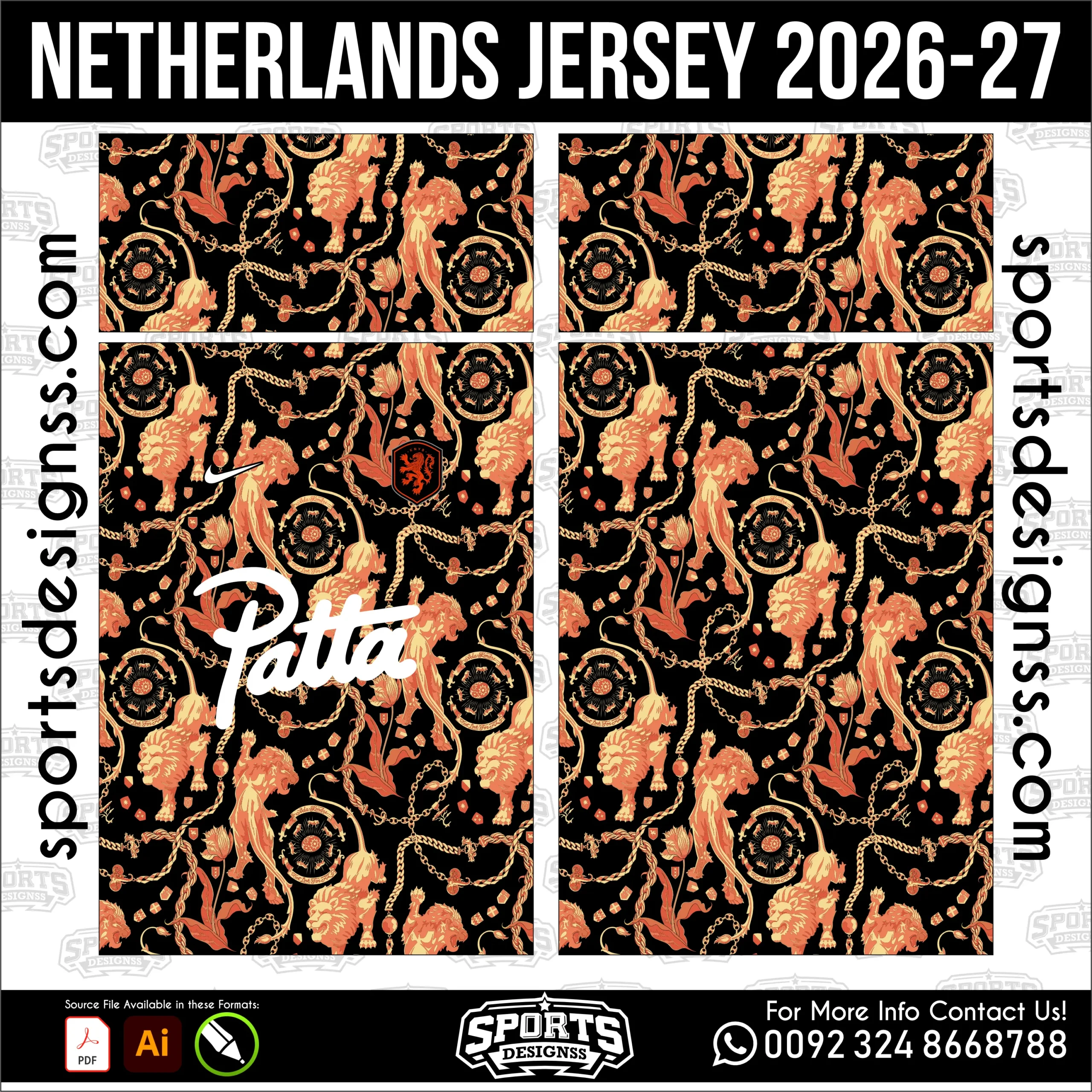 Netherlands Jersey 2026-27 Football Shirt Vector for Sublimation Printing