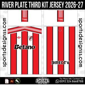 River Plate Third Kit Jersey 2026-27 Football Shirt Vector