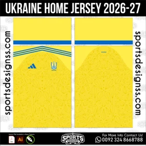 Ukraine Home Jersey 2026-27 Football Shirt Vector for Sublimation Printing